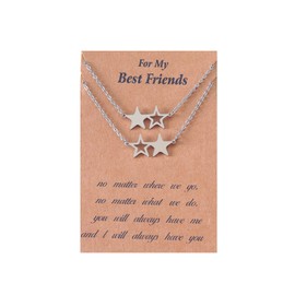 Stocking Stuffers for Teens Friendship Necklace for 2 Best Friend Necklaces Matching BFF Necklaces Set for Sister Birthday Gifts (Matching Star)
