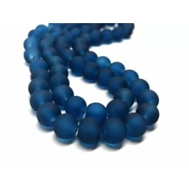 Beadsmith 12mm Prussian Blue Frosted Glass Round Beads – 15″ strand (40cm) Approx 34 beads