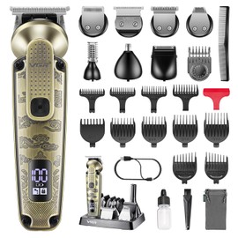 VGR 095 Beard Trimmer for Men, 7 in 1 Waterproof Cordless Hair Clippers and Trimmers Set, Electric Razor Shavers T-Blade Hair Trimmer Grooming Kit for Nose Body Ear Face Mustache, V-103