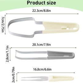 JAONLD 3-in-1 Stainless Steel Fruit Slicer, Melon Cutter, Fast Watermelon Fork, Multifunctional, Watermelon Slicer for Cantaloupe, Papaya, Dragon Fruit