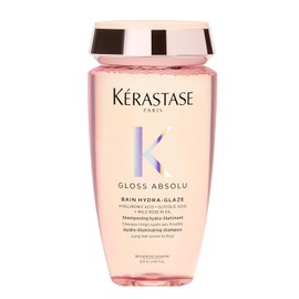 Kérastase Gloss Absolu Bain Hydra-Glaze Shampoo, Illuminating Anti-Frizz Cleanser With Glycolic & Hyaluronic Acids Plus Wild Rose 250ml, For Dull Hair