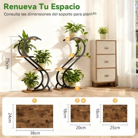 FURRIFIC Soporte para Plantas con Luz de Crecimiento 4Niveles en Forma de S