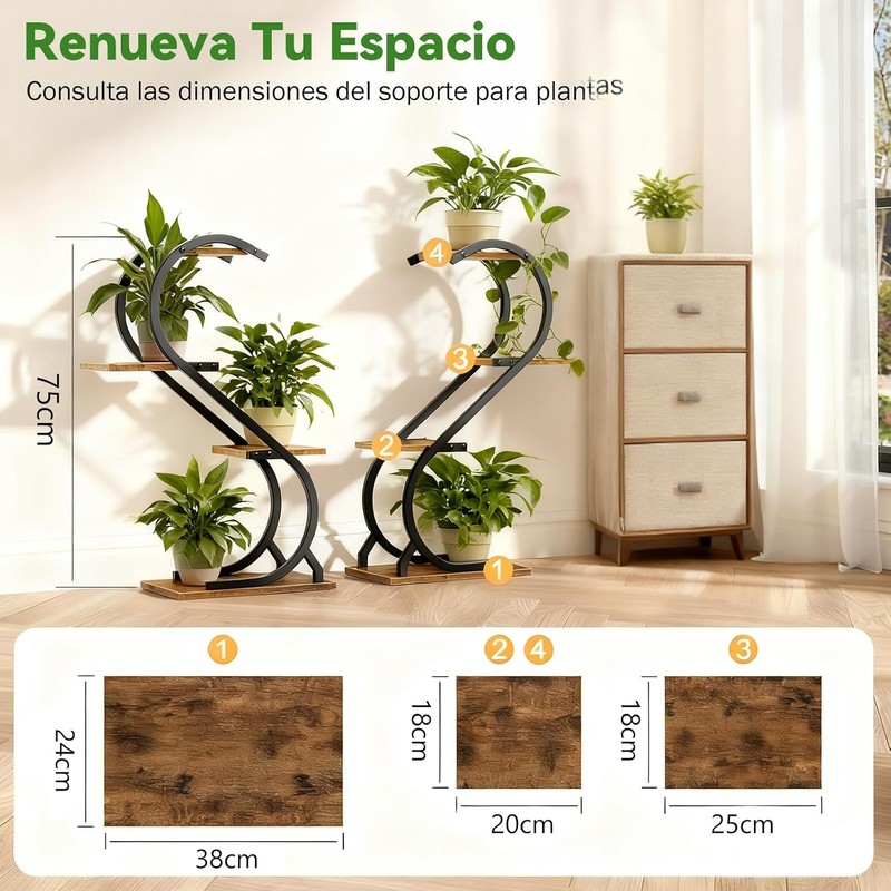 FURRIFIC Soporte para Plantas con Luz de Crecimiento 4Niveles en