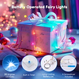Minetom 12 Pack Pastel LED Fairy Lights with Timer - 7ft Battery Operated String Lights for Easter Day Decor DIY Crafts Wedding Table Centerpieces
