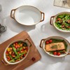 ONEMORE Au Gratin Baking Dish Oval Ceramic White Small Casserole
