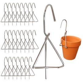 YjiaYjiaY 24 Pcs Plant Hooks for Hanging, Clips for Clay Pot, Wall Mounted Plant Holder Hooks, Plant Hangers Outdoor, Stainless Steel Pot Holder for Hanging Planters (Rear-Mounted Style)