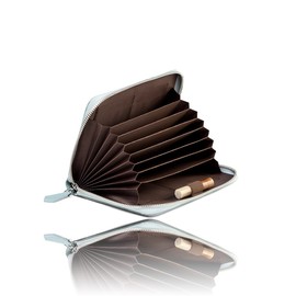 Venssu Passbook Case, Passbook Holder, Multi Case, Passport Case, Card Case, Magnetic Protection, YKK Seal Included, Thin Leather, ice blue