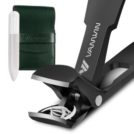 VANWIN Toenail Clippers for Seniors Thick Toenails, Upgrade Angled Head Large Toe Nail Clippers for Men with 15mm Wide Jaw Opening, Sharp Heavy Duty Fingernail Clipper Nail Cutter with Catcher Black