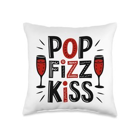 Pop Fizz Kiss, Happy New Year Party, NYE Fireworks Throw Pillow