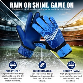 Guantes de portero de fútbol para niños y jóvenes, guantes de portero de fútbol con agarres fuertes