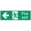 Sign, Fire Exit Left, Glow Rp, External Height 150mm, External Width 450mm, Sign Colour White on Green, Sign Legend Fire Exit Arrow Left, Sign Material Plastic - Photoluminescent, Sign Type Emergency