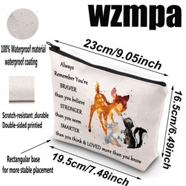WZMPA Deer Fairy Tales Cosmetic Makeup Bag Movie Fans Gift You Are Braver Stronger Smarter Than You ThinkMakeup Zipper Pouch Bag For Women Girls (Always Bam), Always Bambi, Fit
