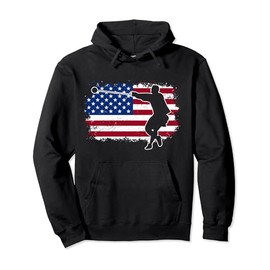 4th Of July US American Flag Hammer Throw Pullover Hoodie