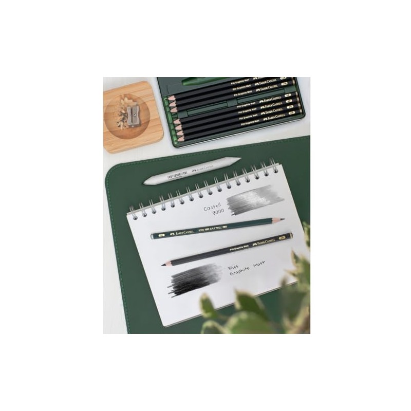 FABER-CASTELL Pitt Graphite 115220 Pencils Set Matte 11-Piece with Paper