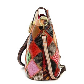 Segater Random Color Splicing Crossbody Purse Women Multicolor Handbag Leather Colorful Shoulder Bag Travel Shopper satchel