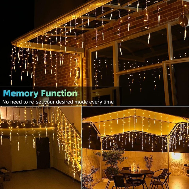 SUAVER Solar Icicle Lights Christmas Decorations with 19 Drops 96LED