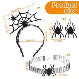 OUDQFCJ Haarreif Fasching Damen, Halsketten Spinnen Haarschmuck Frauen, Spinnenohrringe, Karneval Kostüm Accessoire für Karneval Party Kinder Erwachsene Schminke Fasching Cosplay