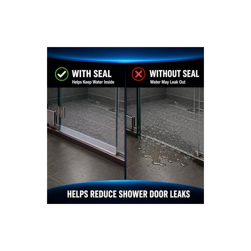 108-Inch Shower Door Bottom Seal Strip - Clear Silicone Replacement