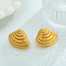 TOVABA Shell Earrings Stainless Steel Gold Women's with Shell Shape - Skin-friendly, No Fading, Maritime Earrings for Women, Stylish Gift with Nature Inspiration