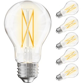 VOLIVO A19 LED Light Bulb 60 Watt Equivalent, 7W E26 Base LED Filament, 60W Equivalent, Warm White 2700K,Dimmable, Classic Clear Glass, 800 Lumen 80 CRI, Pack of 6