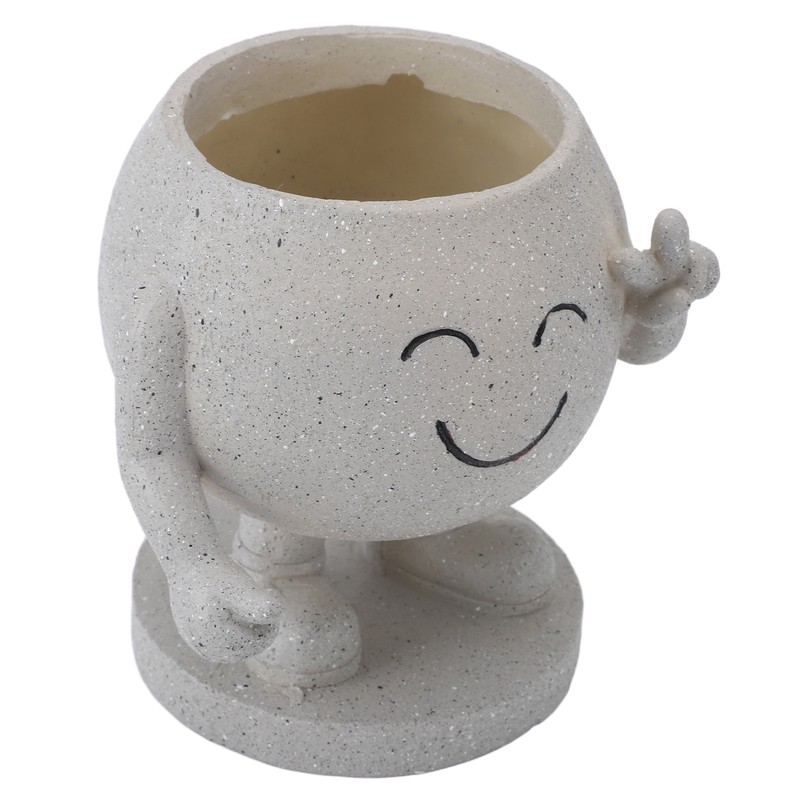 Flower Pot Cute Smile Standing Succulent Flowerpot Fadeless Resin Plant