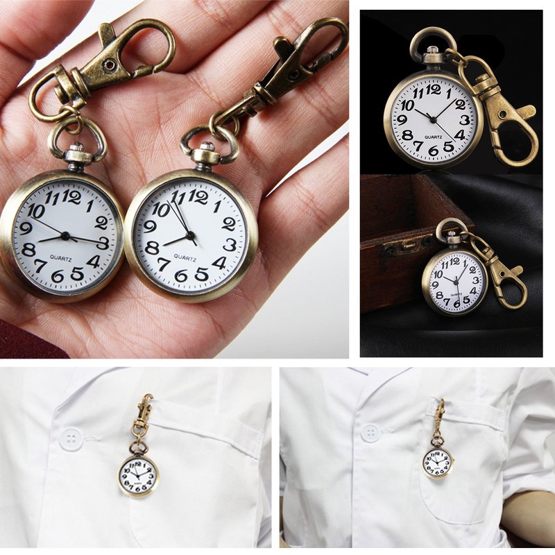 ALIENWOLF Vintage Round Classical Pocket Key Chain Watch Pendant