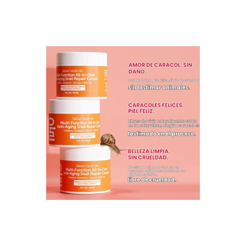 SeoulCeuticals Crema Multiusos con Extracto de Caracol, Vitamina E y