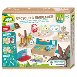 LENA 42837 Eco Upcycling Craft Set Shop Set for Using Recycled Packaging for Making Your Own Supermarket, Creative Set for Children from 6 Years