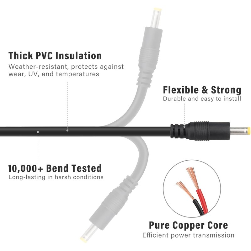 KSK Power Cable 2 Pack for Solar Panel Connector, 5.5x2.1
