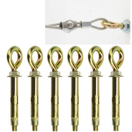 AFASOES 6pcs Expansion Anchor Bolts M6 x 60mm Expanding Eye Shield Bolt Fixings Heavy Duty Sleeve Anchors Ring Lifting Eyebolts with Closed Hooks for Secure Fixing in Wall Masonry Concrete