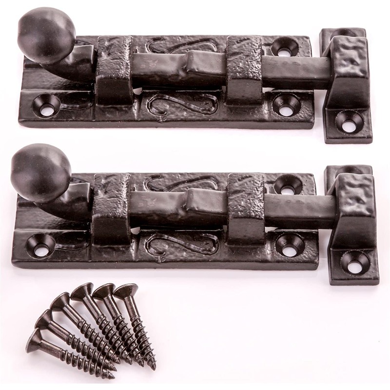 Antique Style 75mm Slide Bolt Locks for Doors Black Cast