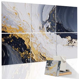 6 Pack Wall Art Acoustic Panels, 48" X 72" Self-Adhesive Large Sound Absorbing Panels, Decorative Soundproof Wall Panels, Acoustical Treatment for Studio Home and Office （The golden days）