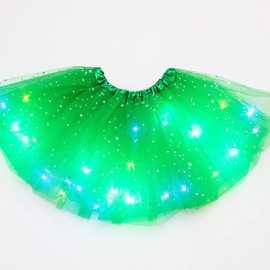 GSDGV Girls Tutu Skirts, LED Light Up Tutu Skirt, Luminous Tulle Tutu Skirt, Princess LED Dancing Skirt, Ballet Dance Costume for Christmas Party(Dark Green)