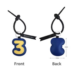 [LeChengMM] Digital 0-9 Leather Keychain Accessories, Hand Touchable Cute Lucky Digital Keychains, Used for Bags, Keychains, Pendants. (NO-3)