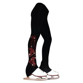 Ice Fire Polartec Figure Skating Pants Pair of Skates Rhinestones Design (Fuchsia Crystals, Child Large)