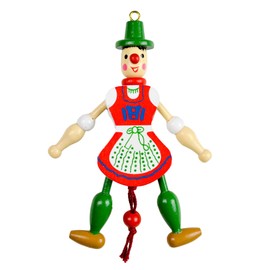 Wooden German Girl in Dirndl 7.5" Jumping Jack Hampelmann Hanging Ornament Decoration | GermanGiftOutlet