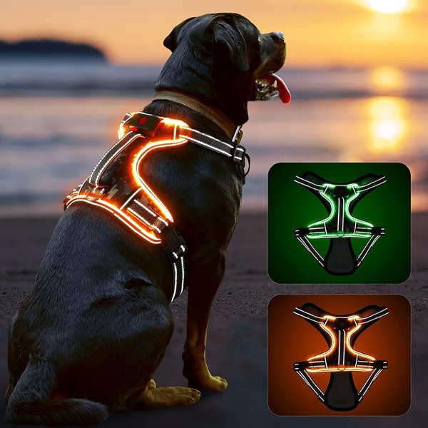Dog Harness Luminous Adjustable for Small Medium Large Dogs Anti-Pull