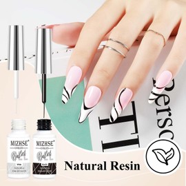 MIZHSE Gel Liner Nail Art Polish Black and White Gel Painting For Nails Art, Swirl Line Nails Design Dotting Painting French Manicure Kit for Ladies 7Ml