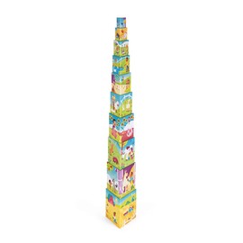Janod - Triangular Pyramid Life on the Farm - Baby and Toddler Toy - Stacking and Stacking Toys - Learning Size and Number Terms - From 1 Year, J02651