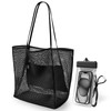 Summer Mesh Beach Bag with Zip Pocket Reusable Foldable Sac