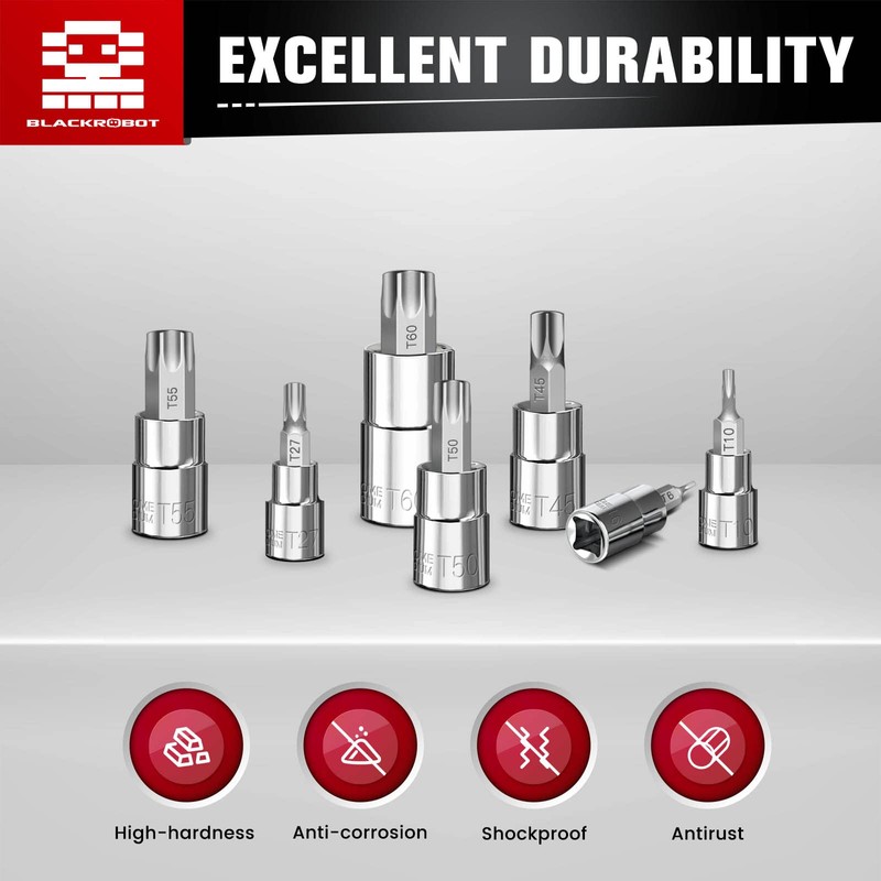 Torx Bit Socket Set, 14-Piece Star T6 - T60 Set,