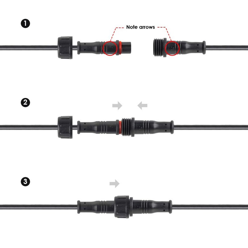 BTF-LIGHTING 5PCS 9.84ft 3meter 3 Pin 0.32mm²/22AWG IP65 Extension Cable