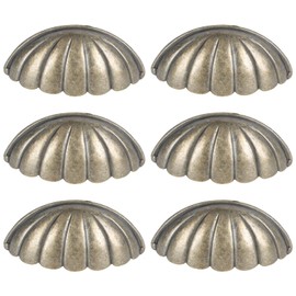 Cabilock 6Pcs Shell Furniture Pulls Antique Drawer Knobs Cup Decorative Cabinet Handles Shell Pull Handles for Furniture Cabinet Door