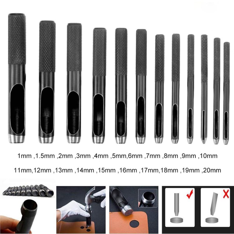 Leather Hole Punch Tool, 20mm High-Carbon Steel Round Belt Hole