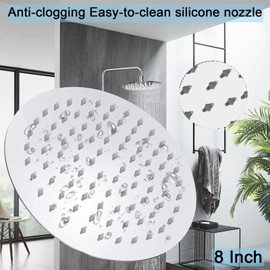 Rain Shower Head, Katezon High Pressure Rainfall Showerhead Stainless Steel, Bathroom Waterfall Shower Universal Wall Ceiling Mount (8'', Chrome)