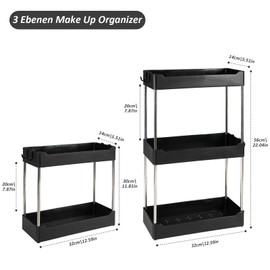 Sinofort Make Up Organiser, 3 Levels Dressing Table Organiser, Cosmetic Organiser, Beauty Organiser, Skin Care Organiser for Bathroom, Storage for Dressing Table (Black)