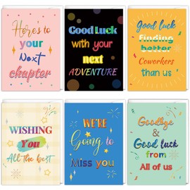 HOMANGA Farewell Cards for Coworker, 12 Pack Going Away Cards with Envelopes and Stickers, Goodbye Card Set for Office Colleagues, Retirement, New Job, Moving Away (Colorful Style)