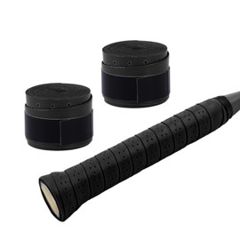 CAPASTEC Tennis Badminton Grip Tape, Set of 2, Perforated Grip Tape, Breathable, For Fishing Rods, Bicycles, Baseball, Rackets, Wet Type, Black