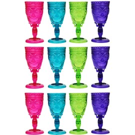 Set of 12 Stemmed Tiki Cups! 11.8oz Stylish Cups Great for Parties, Luaus, Party Favors, and Bars!! (12)