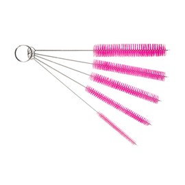 8 Inch Nylon Tube Cleaning Brush Set, Large Sizes (Pink), 5 Piece Kit, Long Deep Cleaning Brushes with Flexible Handles for Bottles, Straws, Pipes, Keyboards, Glass, Guns and Detailing, Heavy Duty